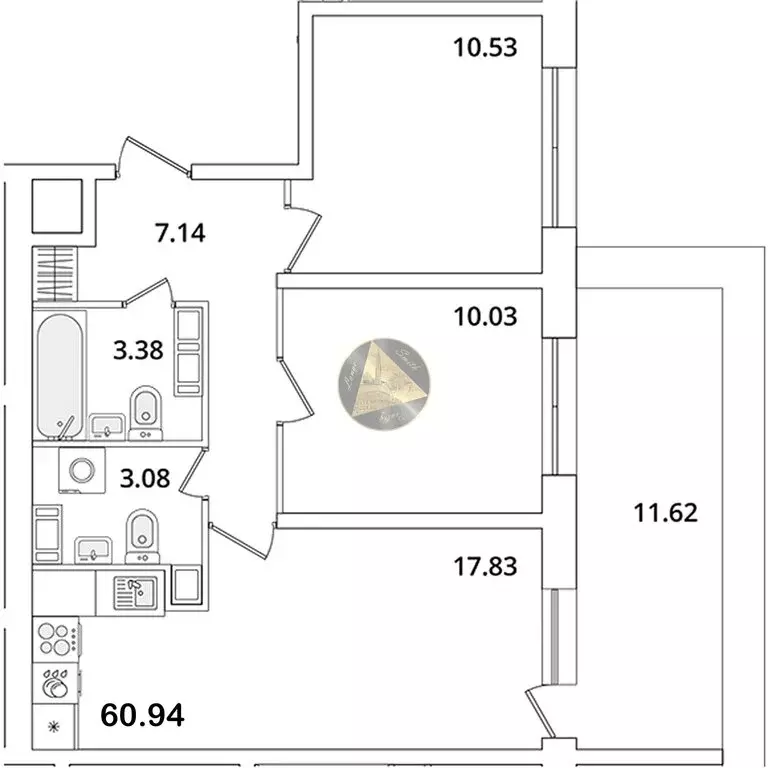 2-комнатная квартира: Санкт-Петербург, проспект Маршала Блюхера, 3к2 ... - Фото 1