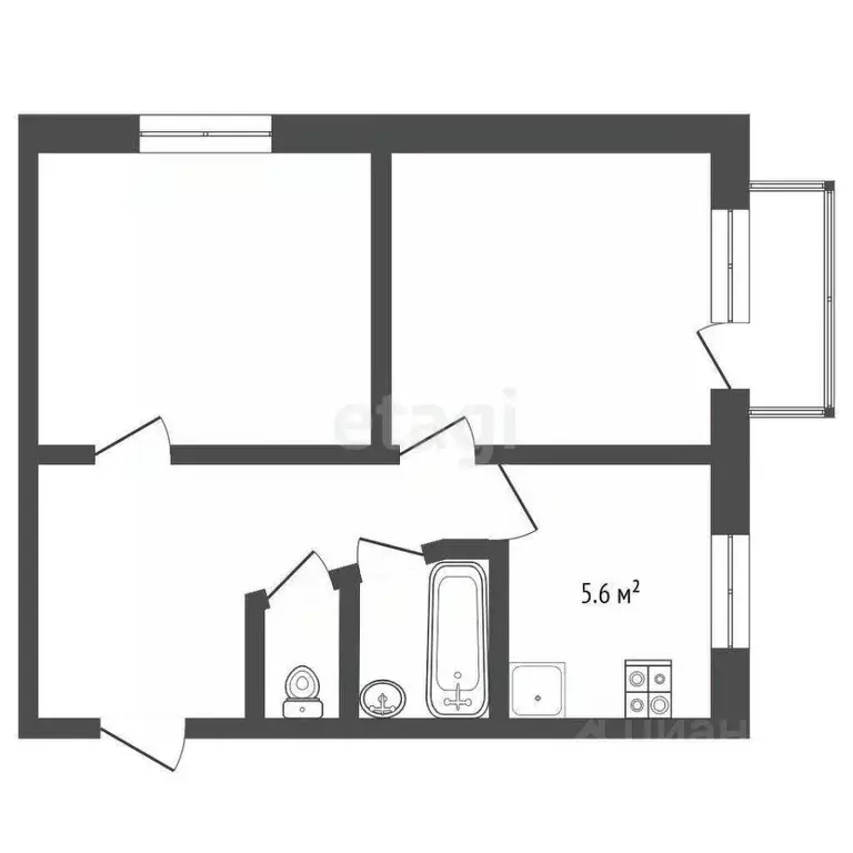 2-к кв. Крым, Евпатория ул. Некрасова, 77 (39.6 м) - Фото 2