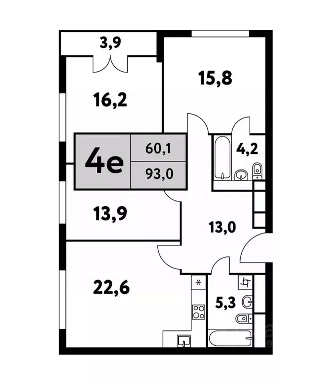 4-к кв. Москва Фестивальная ул., 15к6 (93.0 м) - Фото 0