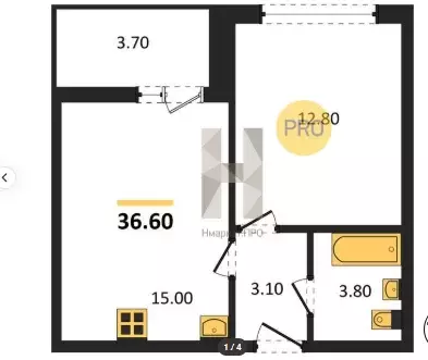 Продаётся 1-к квартира, 36.6 м - Фото 0