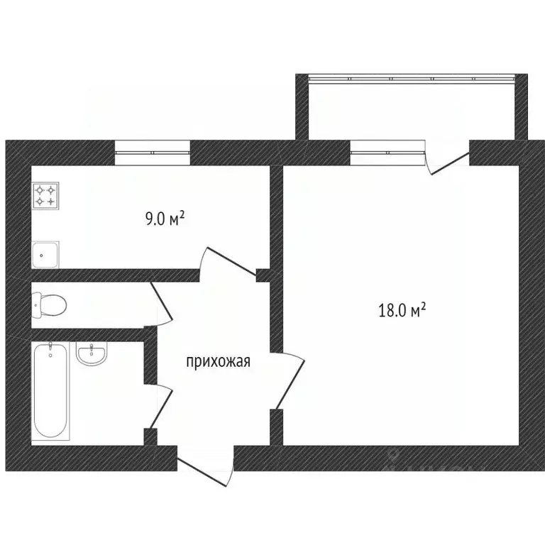 1-к кв. Белгородская область, Белгород ул. Буденного, 14 (35.0 м) - Фото 1