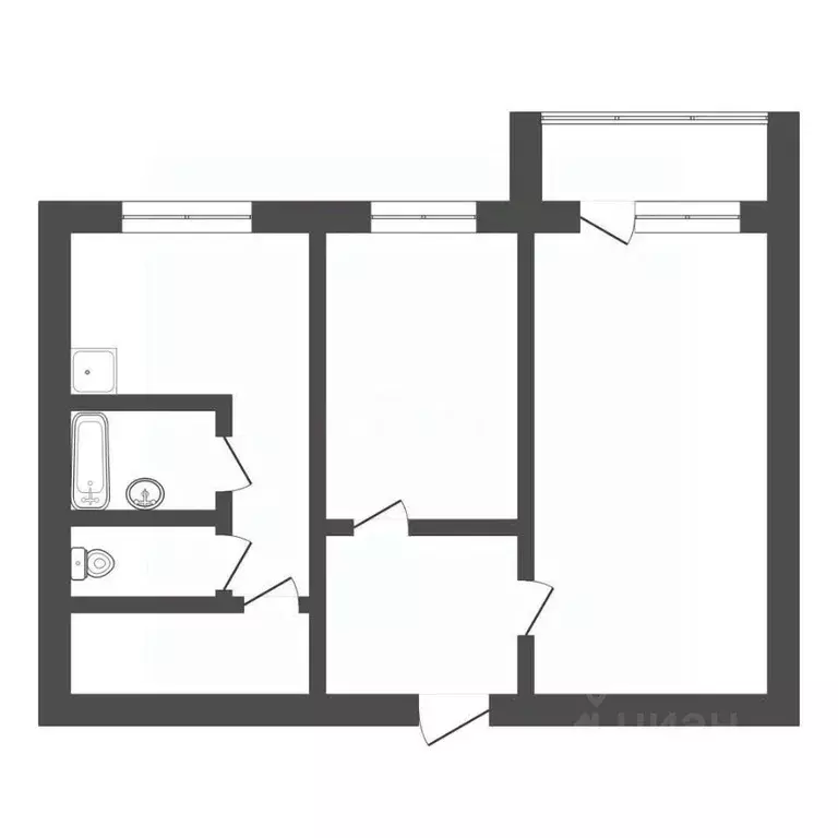 2-к кв. Амурская область, Благовещенск Комсомольская ул., 87 (53.2 м) - Фото 2