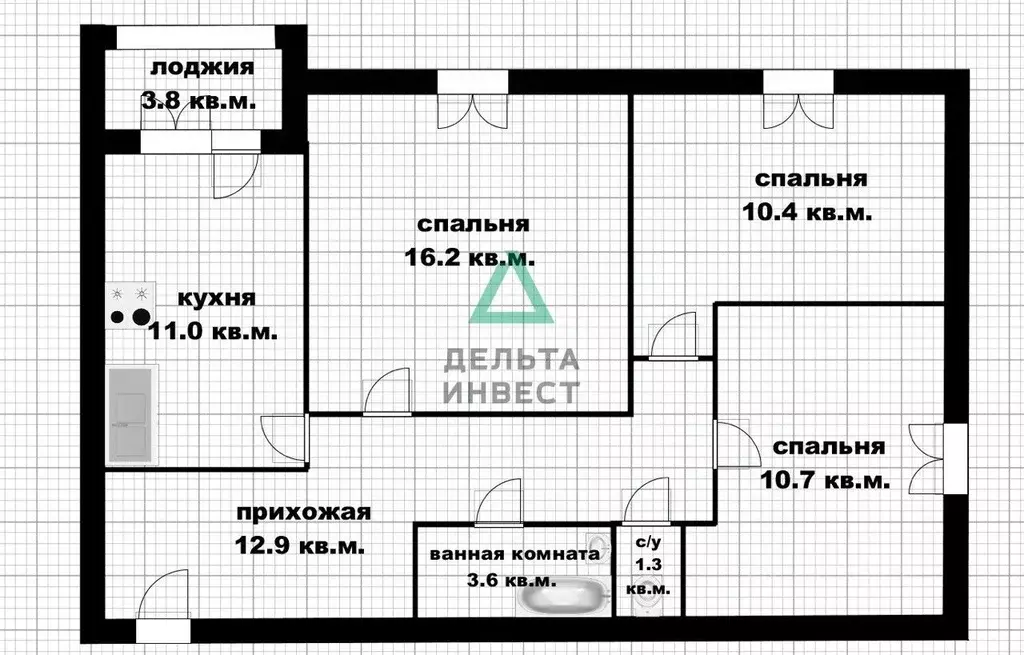 3-к кв. Башкортостан, Уфа ул. Аксакова, 81/1 (68.3 м) - Фото 1