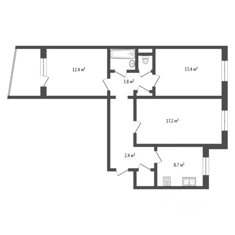 3-к кв. Тюменская область, Тюмень ул. Боровская, 5 (67.2 м) - Фото 2