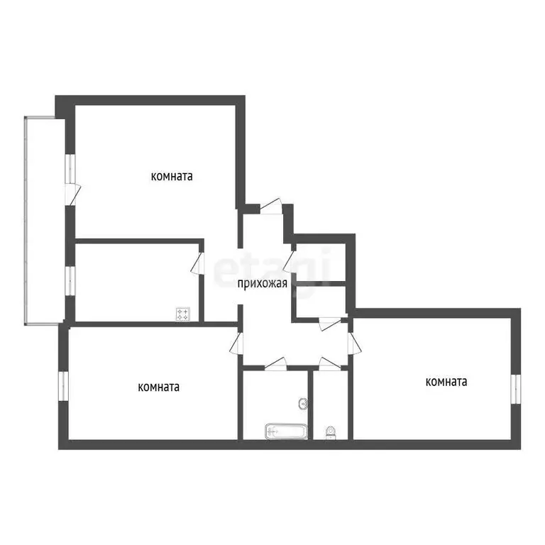 3-комнатная квартира: Улан-Удэ, улица Пушкина, 24А (63.8 м) - Фото 1