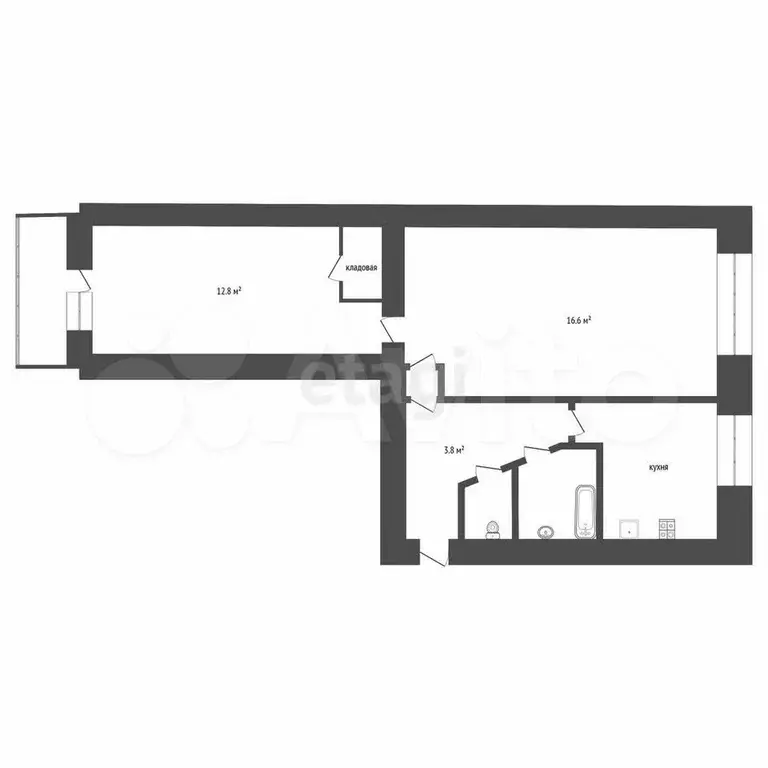 2-к. квартира, 44 м, 3/5 эт. - Фото 0
