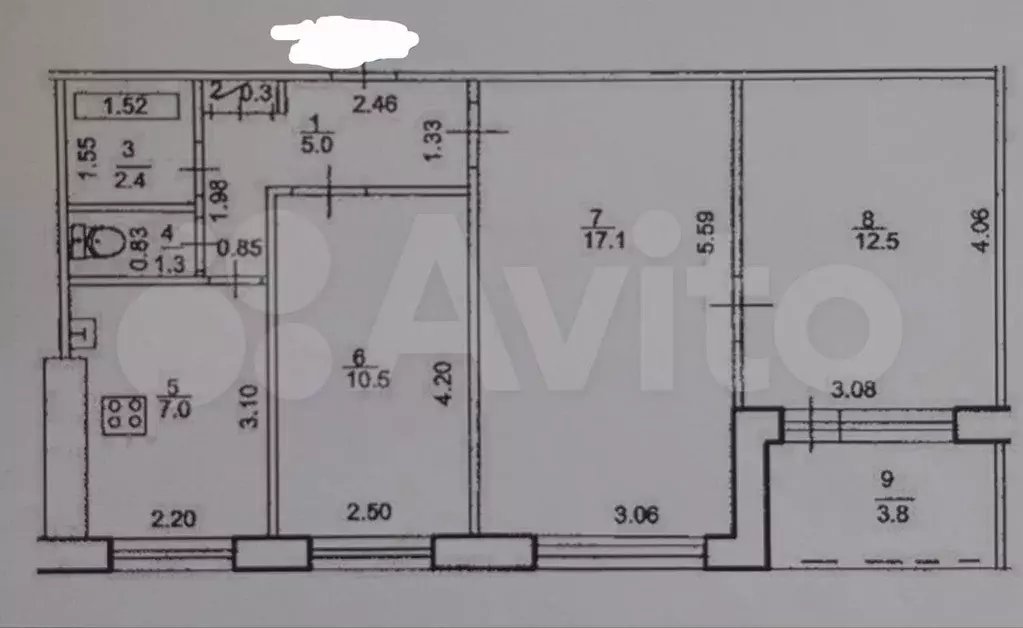 3-к. квартира, 56 м, 8/9 эт. - Фото 0