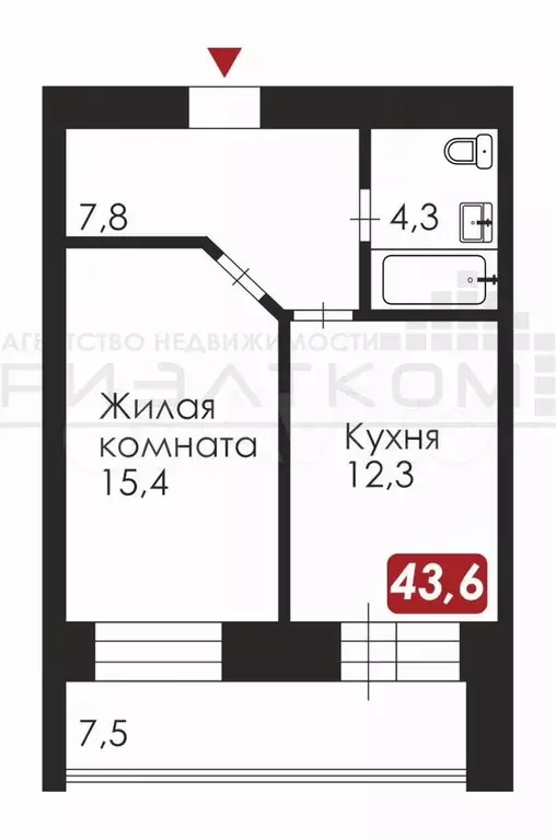 1-к. квартира, 45,8 м, 11/14 эт. - Фото 0