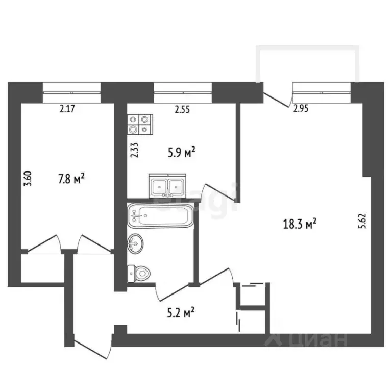 2-к кв. Камчатский край, Петропавловск-Камчатский ул. Давыдова, 17 ... - Фото 1