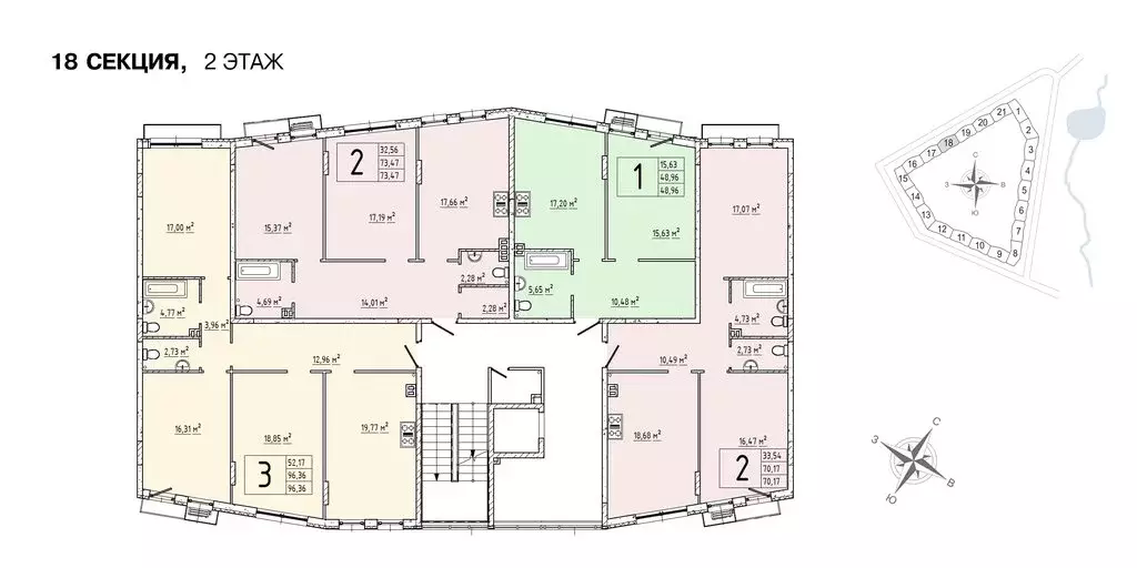 3-комнатная квартира: деревня Крюково, 6 (96.4 м) - Фото 1