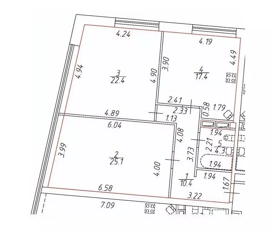 2-к кв. Санкт-Петербург просп. Средний Васильевского острова, 87к3 ... - Фото 2