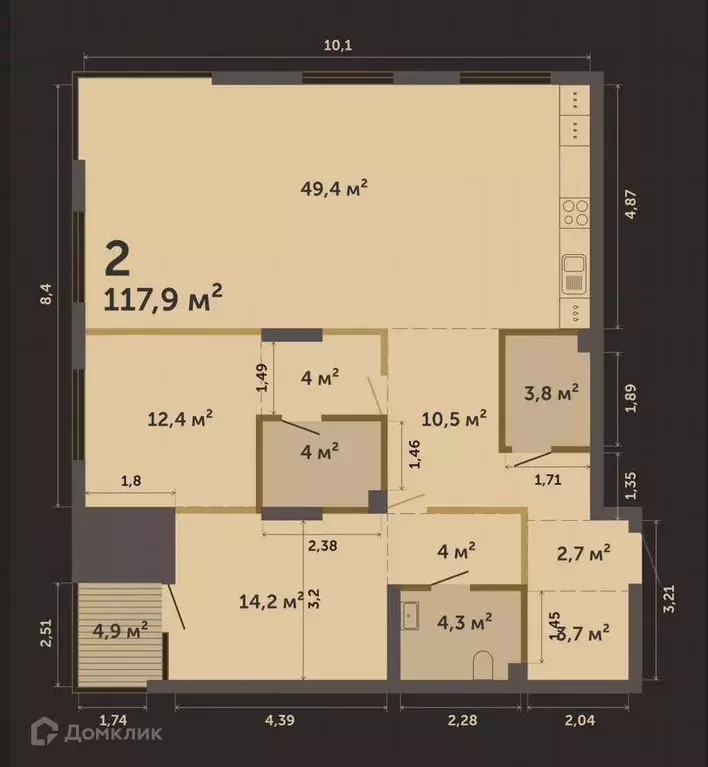 Продаётся 3-к квартира, 117.9 м - Фото 1