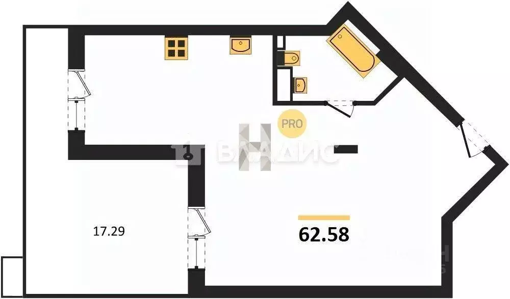 1-к кв. Владимирская область, Владимир ул. Мира, 5Б (46.0 м) - Фото 2