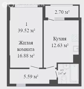 1-комнатная квартира: Батайск, Северная улица, 2Ак1 (39.5 м) - Фото 1