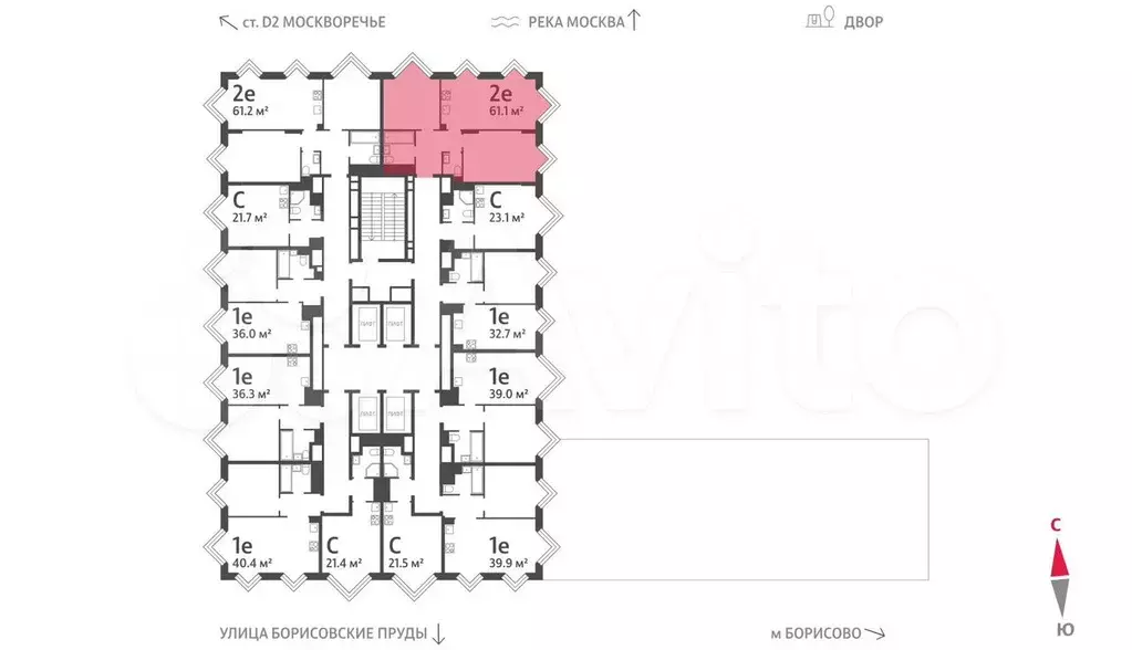 2-к. квартира, 61,1 м, 28/30 эт. - Фото 1