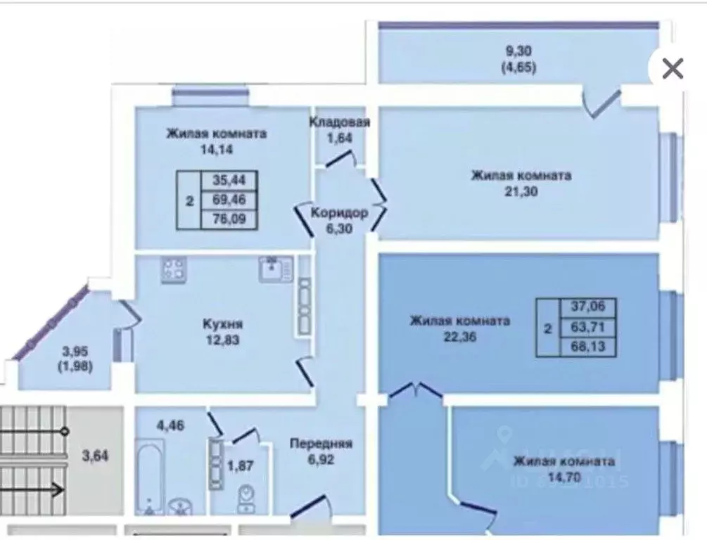 2-к кв. Орловская область, Орел Московская ул., 76 (76.09 м) - Фото 1