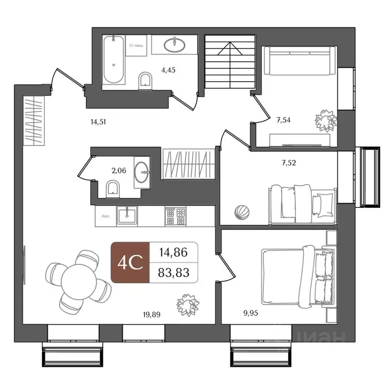 4-к кв. Башкортостан, Уфа Глумилино жилрайон, Холмогоры жилой комплекс ... - Фото 1