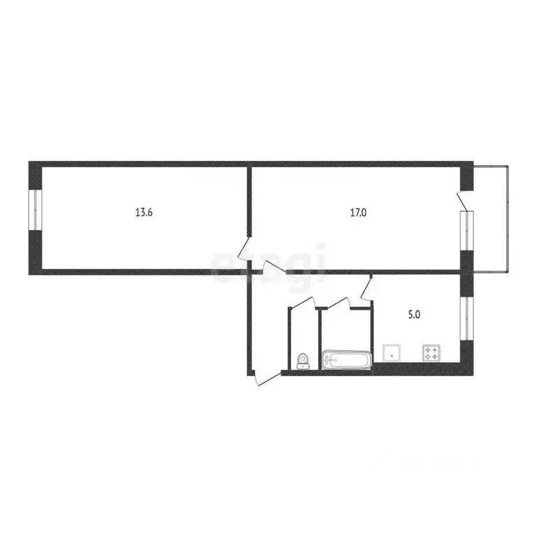 2-к кв. Ханты-Мансийский АО, Сургут ул. Энергетиков, 37 (43.6 м) - Фото 1