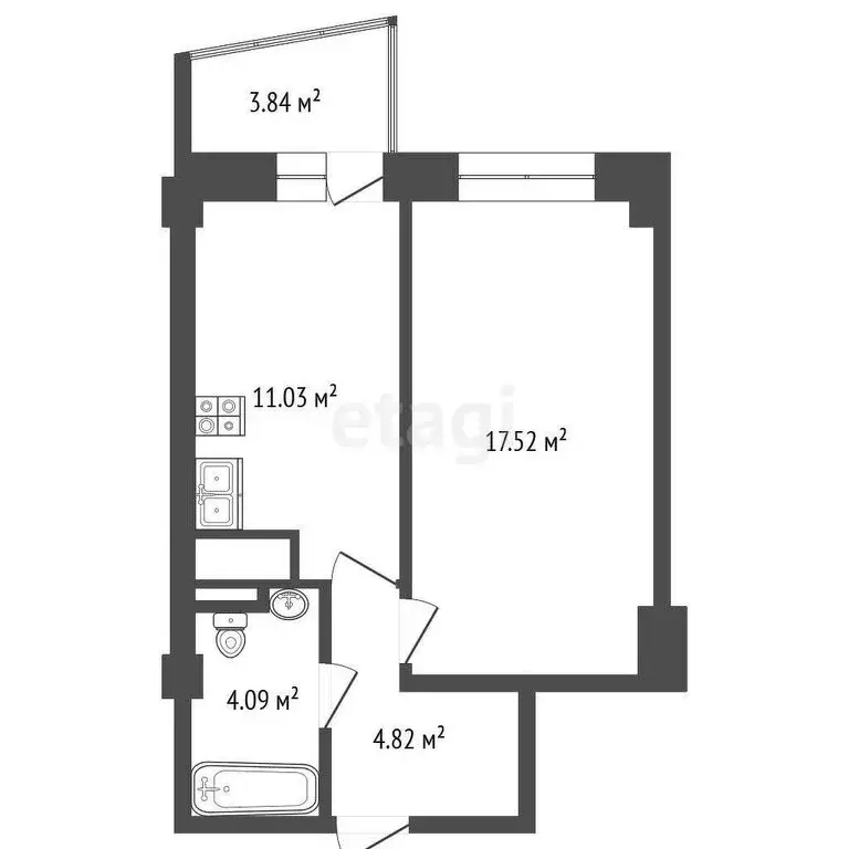 1-комнатная квартира: Калининград, улица Гайдара, 90 (42.1 м) - Фото 1