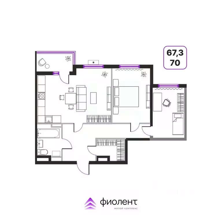 2-к кв. Приморский край, Владивосток ул. Расула Гамзатова, 1 (67.3 м) - Фото 1