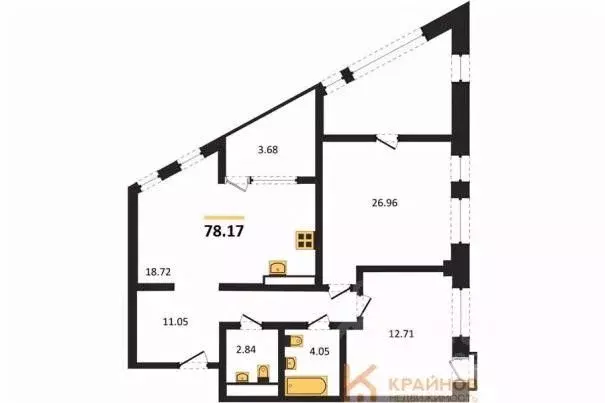 2-к кв. Воронежская область, Воронеж наб. Чуева, 7 (78.17 м) - Фото 1