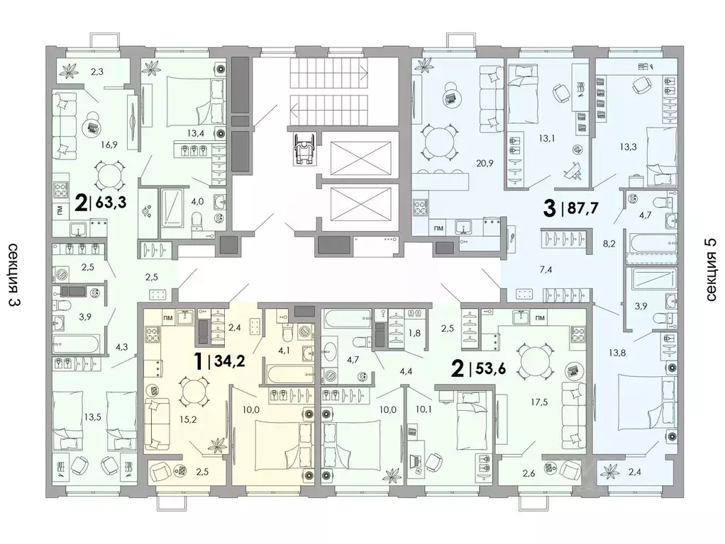 2-к кв. Владимирская область, Владимир Уно жилой комплекс (63.3 м) - Фото 2