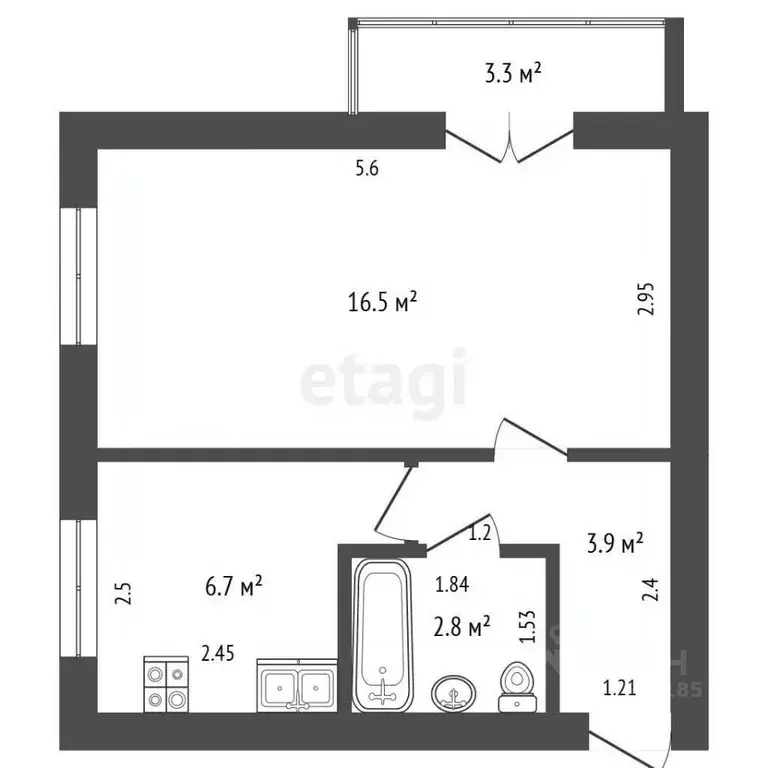 1-к кв. Самарская область, Самара Партизанская ул., 116А (30.0 м) - Фото 2