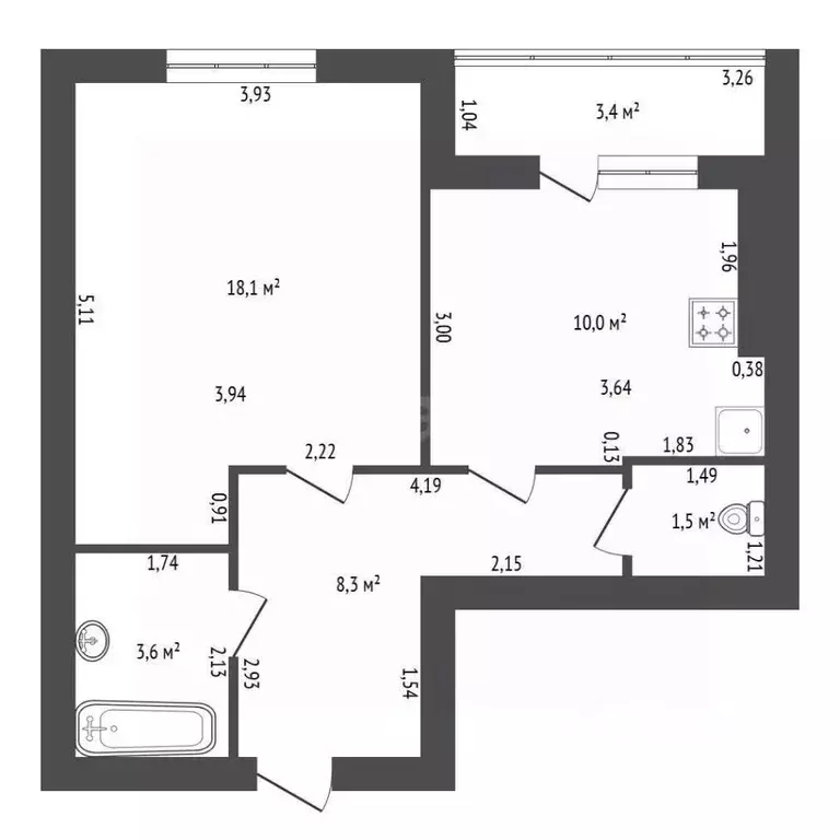 1-к кв. Башкортостан, Уфа ул. Летчиков, 14 (41.5 м) - Фото 2