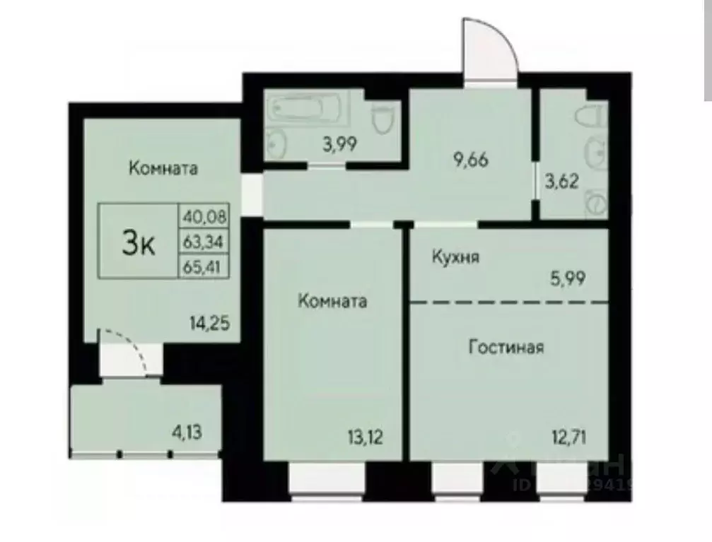 3-к кв. Красноярский край, Красноярск ул. Елены Стасовой, 72Б (65.4 м) - Фото 0