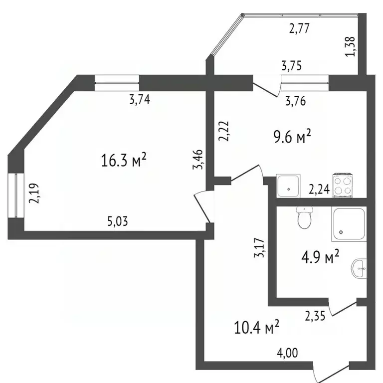 1-к кв. Брянская область, Брянск Бежицкая ул., 1к6 (42.0 м) - Фото 1