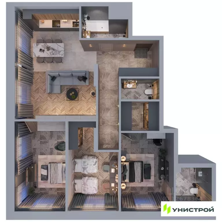 3-к кв. Татарстан, Казань проезд Юнуса Ахметзянова, 5 (102.01 м) - Фото 1