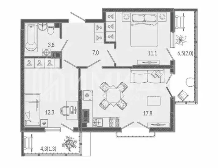 2-комнатная квартира: Сочи, улица Искры, 66/9к3 (51.5 м) - Фото 0