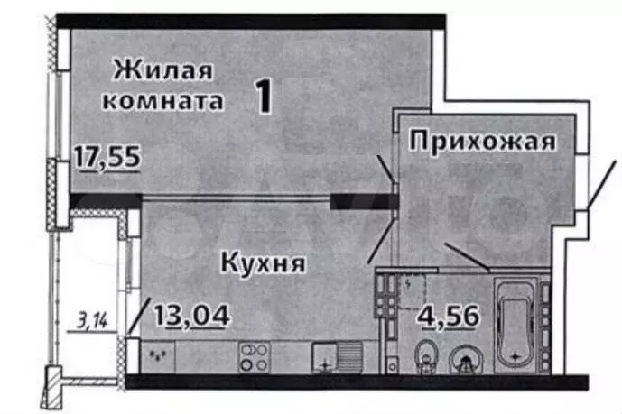 1-к. квартира, 40 м, 22/25 эт. - Фото 0