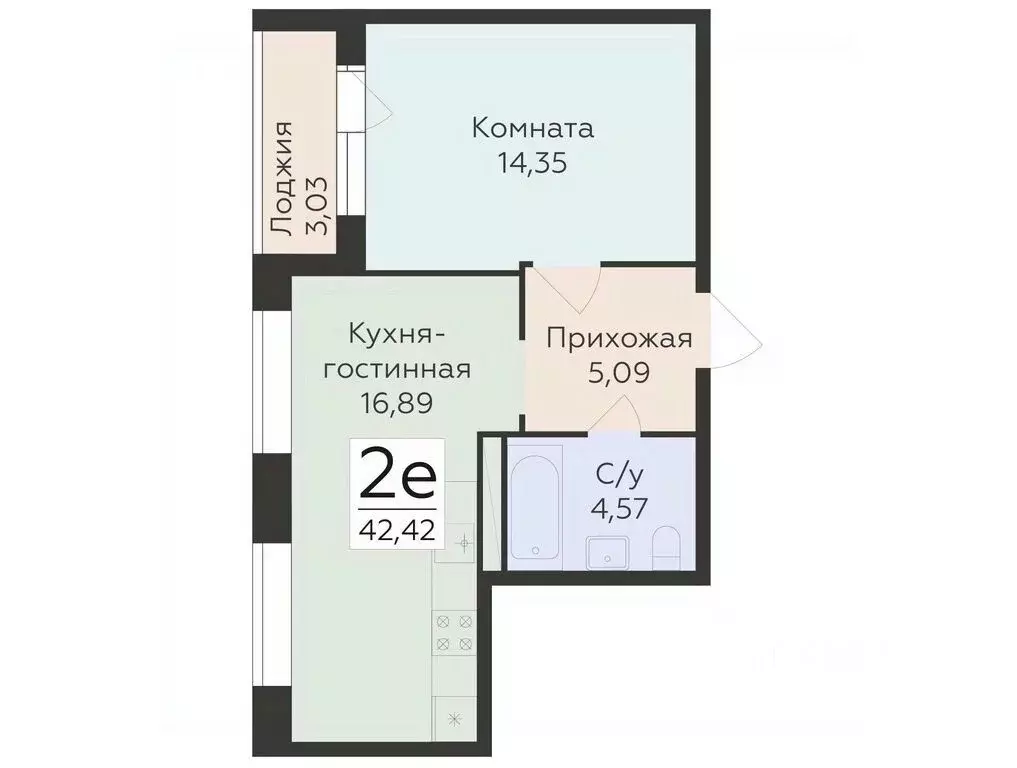 2-к кв. Воронежская область, Воронеж ул. Матросова (42.42 м) - Фото 0