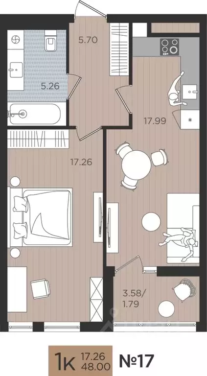 1-к кв. Калининградская область, Калининград Мой Город жилой комплекс ... - Фото 1