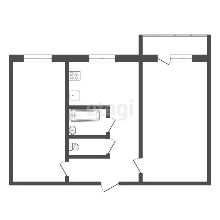 2-комнатная квартира: Киреевск, улица Комарова, 9 (43.1 м) - Фото 1