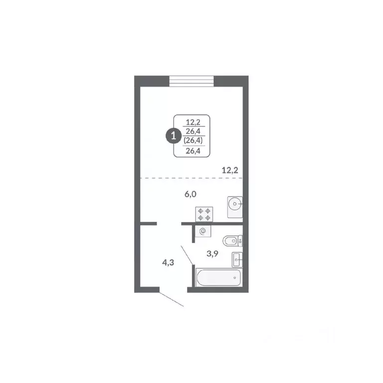 Студия Кировская область, Киров ул. Пушкина, 25 (26.4 м) - Фото 1