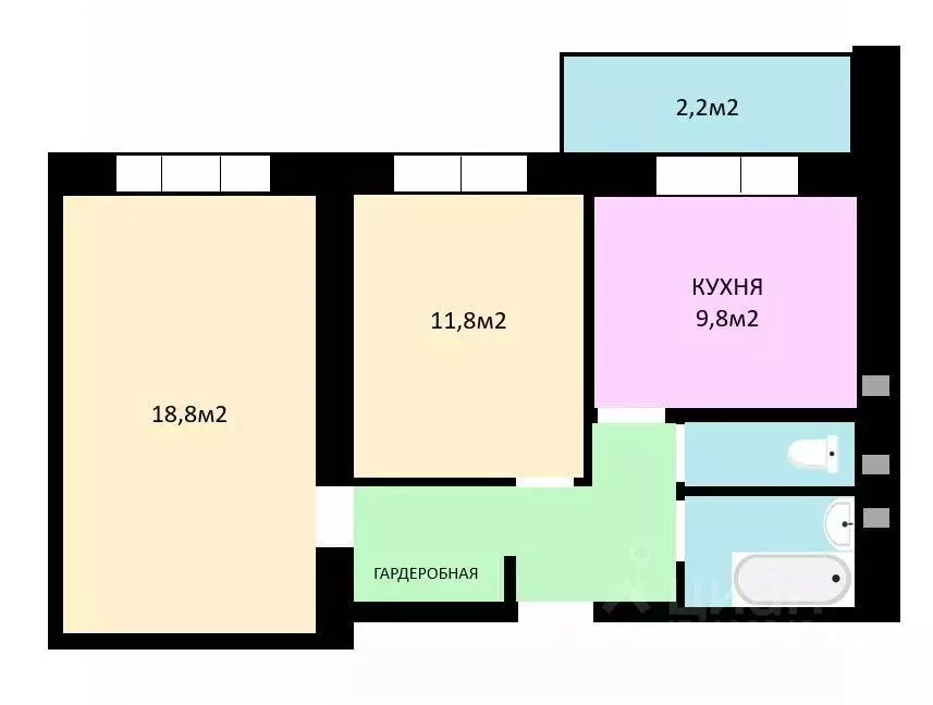 2-к кв. Самарская область, Самара ул. Александра Солженицына, 6 (54.1 ... - Фото 1