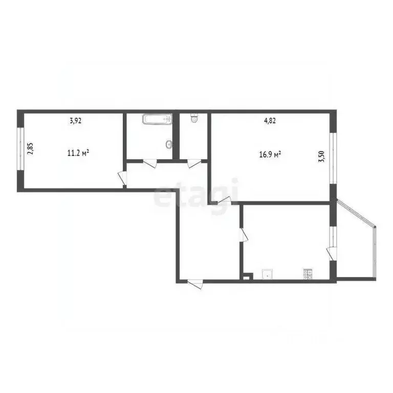 2-к кв. Ханты-Мансийский АО, Сургут Геологическая ул., 21 (52.3 м) - Фото 2