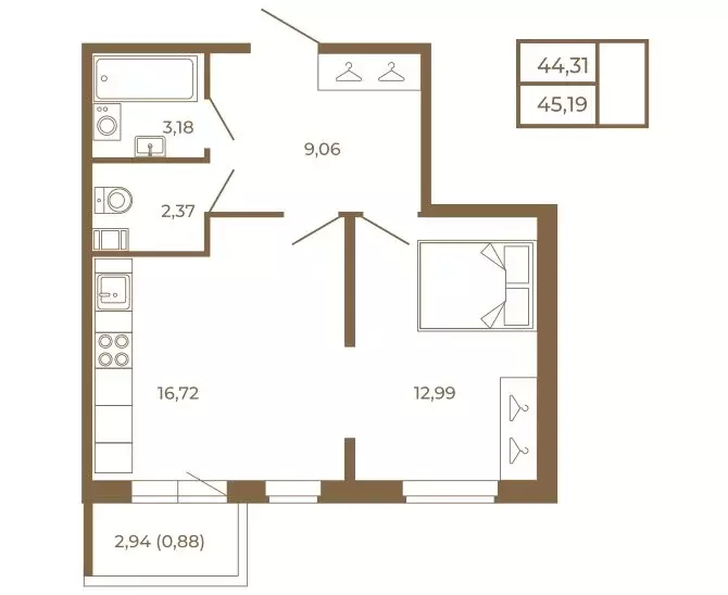 1-комнатная квартира: Сертолово, ЖК Новая История (45.19 м) - Фото 1