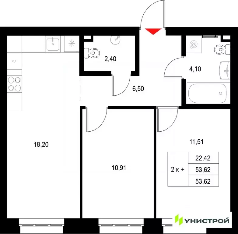 2-к кв. Татарстан, Казань Техническая ул. (53.62 м) - Фото 1