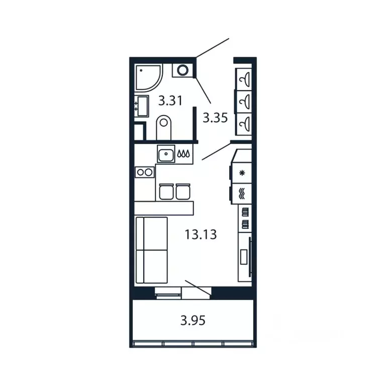 Студия Санкт-Петербург аллея Арцеуловская, 7к2 (19.3 м) - Фото 0