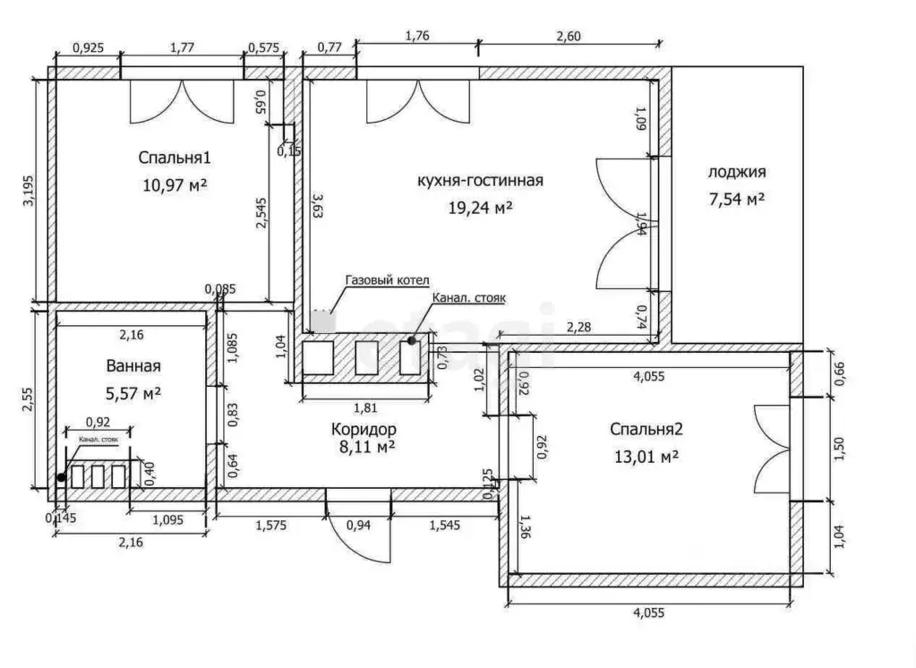 2-к кв. Калининградская область, Светлогорск Ольховая ул., 19к8 (56.2 ... - Фото 2