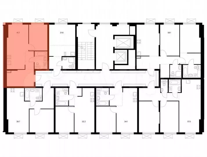 1-к. квартира, 41,7м, 12/16эт. - Фото 1