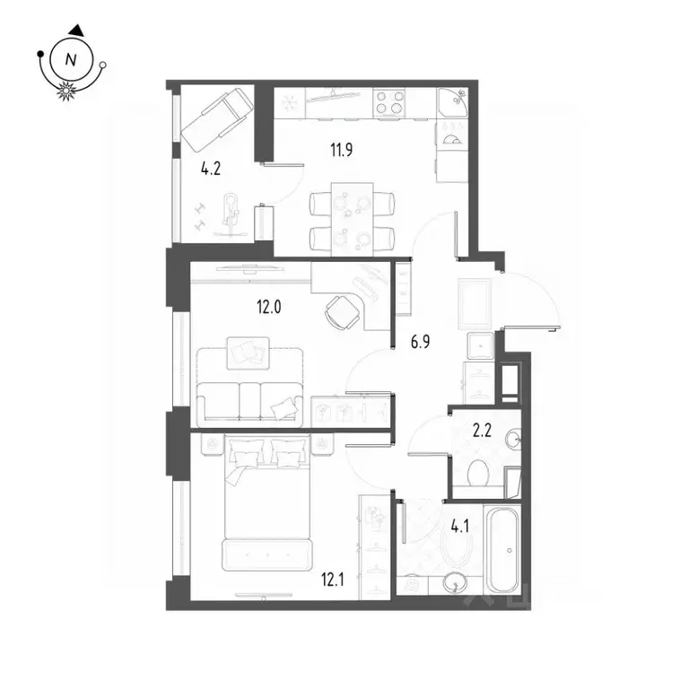 2-к кв. Омская область, Омск Зеленая река мкр, 1 (51.3 м) - Фото 0