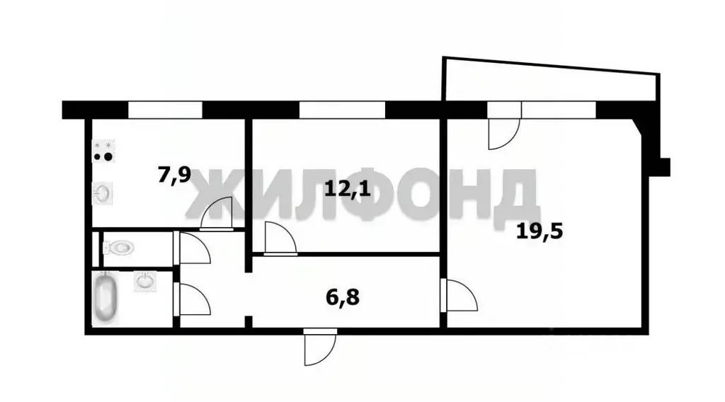 2-к кв. Новосибирская область, Новосибирск Выборная ул., 130 (53.4 м) - Фото 2