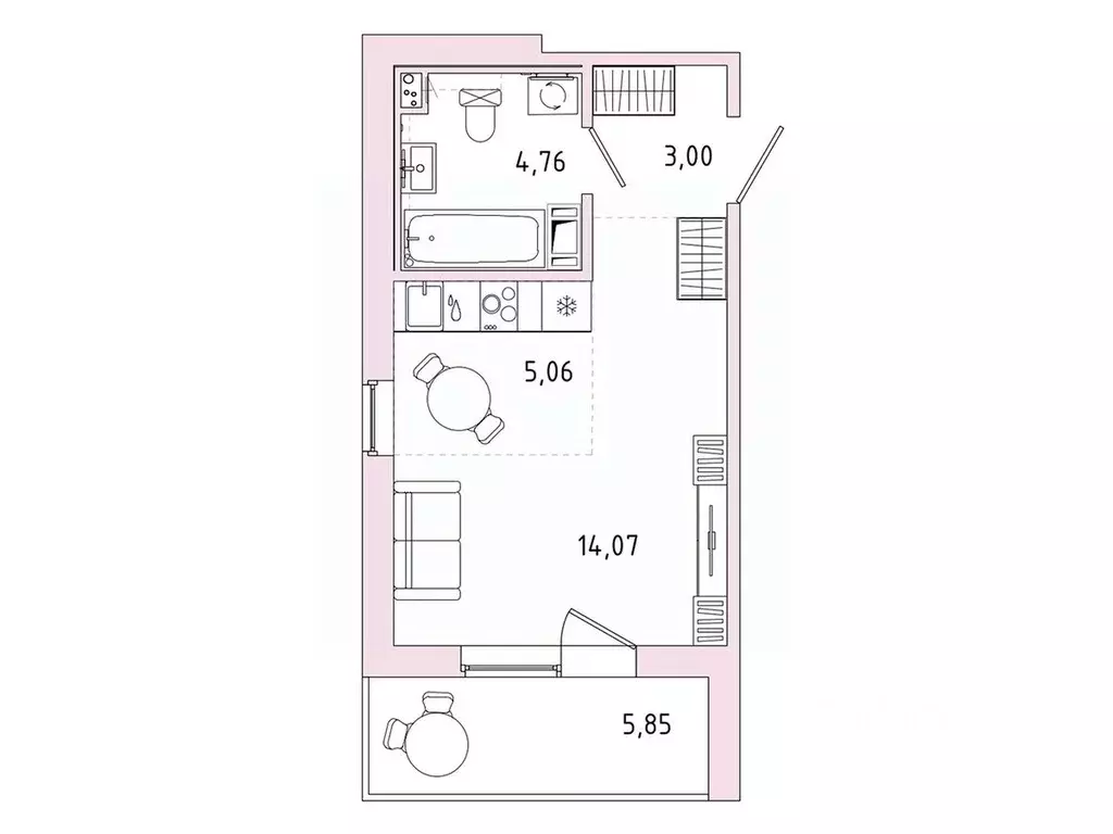 Студия Ленинградская область, Гатчина Въезд мкр,  (29.82 м) - Фото 1