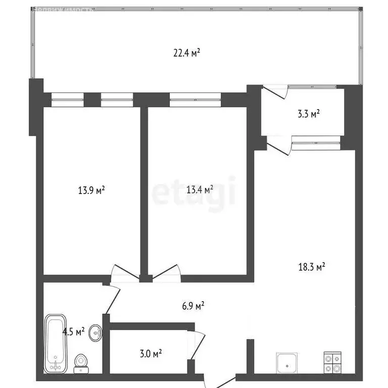 2-комнатная квартира: Тюмень, улица Сергея Свиридова, 7 (60.2 м) - Фото 1