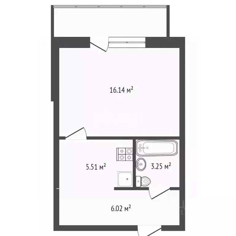 1-к кв. Воронежская область, Борисоглебск Дорожная ул., 50А (33.8 м) - Фото 2
