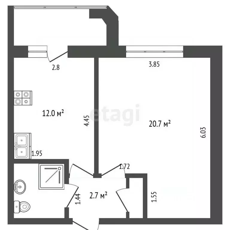 1-к кв. Чувашия, Чебоксары ул. Кадыкова, 18 (39.3 м) - Фото 2